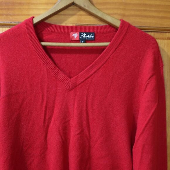 Shephe Vintage Red 100% Cashmere V-Neck Sweater Men’s small - Picture 3 of 12